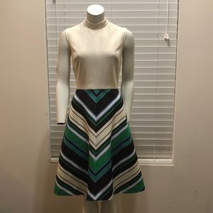 Vintage Verona Knits dress 1960s 1970s Cocktail Mod Green brown ivory.